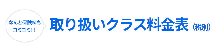 なんと保険料もコミコミ！！取扱いクラス料金表（ 税別 ）